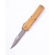 Microtech Combat Troodon Gen III Bowie Automatic Folding Knife, 4.13in, Bohler M390MK, Apocalyptic, Bowie Blade, Aluminum, Tan Handle, 1146-10APTA