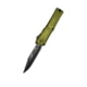Microtech Combat Troodon Gen III Bowie Automatic Folding Knife, 4in, Bohler M390MK, Black, Bowie Blade, Aluminum, OD Green/Black Handle, 1146-1OD