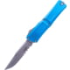 Microtech Combat Troodon Gen III Interceptor Signature Series Automatic Folding Knife, 4in, M390 Steel, Apocalyptic, Clip Point Blade, Aluminum, Blue Handle, 1217-11APBLS