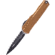 Microtech Cypher II D/E Black Full Serrate 3.55in Folding Knife, Tan, 1242-3TA