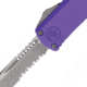 Microtech Hera II Mini S/E Stonewash Part Serrate 2.9 Folding Knife, Purple, 1703M-11APPU