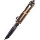 Microtech Scarab II Gen III T/E Black Full Serrate 3.95in Folding Knife, Tan, 1279-3TA