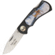 Miscellaneous Buck and Doe Lockback Folding Knife, 2 3/4in SS Drop Point, Black Composition Handles With Whitetail Buck And Doe Artwork Inlay On Front Handle And Faux Stag Inlay On Back Handle, H1764