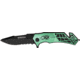 Miscellaneous Speed Assisted Spider Folding Knife,3.25in,Partially Serrated Blade,Black Anodized Alum Handle/Green Cutout M3874