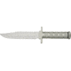 Miscellaneous Survival Silver Fixed Blade Knife,6.75in,Stainless Sawback Blade,Silver Grooved And Checkered Metal Handle M3544