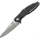 MKM Raut Framelock Viper Folding Knife, 3.5in Stonewash Bohler M390 SS Blade, Blue Titanium Handle With Black G10 Onlay, By Viper, Black Nylon Zippered Case, Designed By Lucas Burnley, MKVP01-GBBK