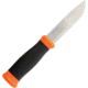 Mora 2000 Fixed Blade Orange Fixed Blade Knife, 4.5in, Stainless Steel, Standard Edge, Mirror Polish, Black, Rubber Handle FT01304