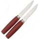 Morakniv Classic Steak Knife Set Kitchen Knives, Includes Two 8in Overall Steak Knives With 4in SS Blade, Red Wood Handle With SS Guard, Red, M-12160