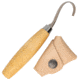 Morakniv Hook Knife 162 Double Edge Knife, 6.25in Overall, 2in SS Blade, Birch Wood Handle, Double Edge Blade For Push And Pull Carving, Natural Leather Sheath, M-13388