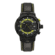 Morphic M91 Series Chronograph Leather-Band Watch w/Date, Black/Yellow - Mens, MPH9106