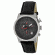 Mens M38 Series Watch,43mm,Charcoal Analog Dial,Silver Bezel,Black Leather Band