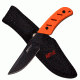 Mtech Fixed Blade, 8in, Stainless Steel Blade, Orange Rubberized Nylon Fiber Handle MT-20-71OR