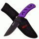 Mtech Fixed Blade, 8in, Stainless Steel Blade, Purple Rubberized Nylon Fiber Handle MT-20-71PE