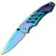 Mtech Folding Blade, 2.75in, Stainless Steel Blade, Rainbow Stainless Steel Handle MT-472RB