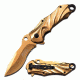 Mtech Folding Blade, 3.75in, Stainless Steel Blade, Gold Titanium-Coated G Stainless Steel Handle MT-A888GD