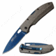 Mtech MT-1076GY Manual Folding Knife, 3in, 3CR13 Stainless Steel, Drop Point, Blue Blade, Aluminum Handle, Gray, MT-1076GY