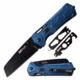 Mtech MT-1104BL Manual Folding Knife, 3.5in, 3CR13 Stainless Steel, Wharncliffe, Black Blade, Aluminum Handle, Blue, MT-1104BL