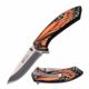 Mtech MT-A1005OR Spring Assisted Knife, 3.25in, 3CR13 Stainless Steel, Recurved, Steel Blade, Stainless Steel Handle, Black/Orange, MT-A1005OR