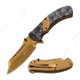 Mtech MT-A1021GD Spring Assisted Knife, 3.6in, 3CR13 Stainless Steel, Clip Point, Gold Blade, Stainless Steel Handle, Gold, MT-A1021GD