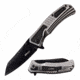 Mtech MT-A1039GY Spring Assisted Knife, 3.5in, 3CR13 Stainless Steel, Sheepsfoot Point, Black Blade, Aluminum Handle, Gray/Black, MT-A1039GY
