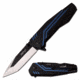 Mtech MT-A1087BL Spring Assisted Knife, 3.25in, 3CR13 Stainless Steel, Modified Tanto, Steel/Black Blade, Aluminum Handle, Black/Blue, MT-A1087BL