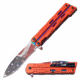 Mtech MT-A1123RRD Spring Assisted Knife, 3.5in, 3CR13 Stainless Steel, Spear Point, Printed Blade, Aluminum Handle, Red/Rainbow, MT-A1123RRD