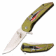 Mtech MT-A1129GN Spring Assisted Knife, 3.5in, 3CR13 Stainless Steel, Harpoon Point, Steel Blade, Aluminum Handle, Green, MT-A1129GN