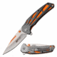 Mtech MT-A1138OR Spring Assisted Knife, 3.5in, 3CR13 Stainless Steel, Drop Point, Steel Blade, Aluminum Handle, Gray/Orange, MT-A1138OR