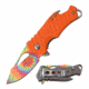 Mtech MT-A882TOR Spring Assisted Knife, 2.25in, 3CR13 Stainless Steel, Clip Point, Color Transfer Blade, Nylon Fiber Handle, Orange, MT-A882TOR