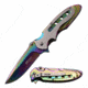 Mtech MT-A960RB Spring Assisted Knife, 3.75in, 3CR13 Stainless Steel, Spear Point, Rainbow Blade, Stainless Steel Handle, Rainbow/Satin, MT-A960RB