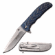 Mtech MT-A990BL Spring Assisted Knife, 3.5in, 3CR13 Stainless Steel, Spear Point, Satin Blade, Stainless Steel Handle, Blue/Satin, MT-A990BL