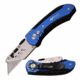 Mtech MT-UT001BL Manual Folding Knife, 2.5in, SK5 High Carbon Steel, Straight Edge, Steel Blade, Aluminum/Rubber Handle, Blue/Black, MT-UT001BL