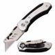 Mtech MT-UT001SL Manual Folding Knife, 2.5in, SK5 High Carbon Steel, Straight Edge, Steel Blade, Aluminum/Rubber Handle, Silver/Black, MT-UT001SL