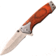 Mtech Pakkawood Linerlock A/O Folding Knife, 3.25 satin finish 3Cr13 stainless blade, Brown pakkawood handle, MT-A1175BR