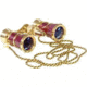 Lascala Optics Carmen Opera Glasses, Flashlight and Chain, Burugundu Body, Golden Rings LSCFL-03