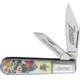 Novelty Cutlery 322 Zorro 100th Anniversary Barlow Folding Knife, Satin SS Large Clip And Small Clip, Zorro 100Th Anniversary Artwork Acrylic Handle, KO026/NV322