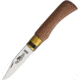 OLD BEAR XS Classical Carbon Walnut Folding Knife, 2.5in Satin C67 Carbon Steel Clip Point Blade, Oiled Walnut Handle, Locking Safety Ring, 9306/15-LN