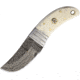 Old Forge Stubby Skinner Damascus Fixed Blade Knife, 5.25 Overall, 2.5in Damascus Steel Clip Point Blade, White Smooth Bone Handle, SS Bolster, Brown Leather Sheath, OF037/1154