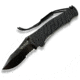 Ontario Knife JPT-3S Folding Knife, Drop Point, Black, Square Hole, Black Blade, Serrated OK8907