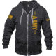 Oscar Mike Army Vertical Logo Zip Up T-Shirt - Mens, Charcoal, M, U-OM-CHARC-03-0375-M
