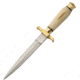 Pakistan 10.5In Commando Fixed Blade Knife, Commando, 10.5in Overall, 5.75in Satin SS Dagger Blade, Natural Smooth Bone Handle, Brass Guard And Pommel, Brown Leather Belt Sheath, Natural, 203105-BO
