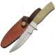 Pakistan 7.13In Fixed Blade Skinner Knife, 7.13in Overall, 3.5in Satin SS Skinner Blade, White Smooth Bone Handle, SS Guard, Brown Leather Belt Sheath, White, 203369