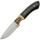 Pakistan 7in Fixed Blade Hunter Knife, 7in Overall, 2.75in Satin SS Drop Point, Buffalo Horn And Stag Bone Handle, Brown Leather Belt Sheath, 203379