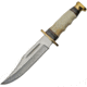 Pakistan Bowie Bone Handle Knife, 6.25 satin finish stainless clip point blade, Bone and black pakkawood finger grooved handle, 203412-BO