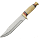 Pakistan Bowie White Bone Fixed Blade Knife, 12in Overall, 7.5in Satin SS Clip Point Blade, White Smooth Bone Handle, Brass Guard And Pommel, Brown Leather Belt Sheath, White, 203386