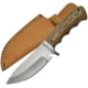 Pakistan Pakkawood Hunter Fixed Blade Knife, 9in Overall, 4.5in Satin SS Drop Point, Brown Finger Grooved Pakkawood Handle, 203359-WD