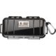 Pelican 1030 Micro Watertight Dry Box, 7.50x3.87x2.43in, Solid Black w/Carabiner, 1030-025-110