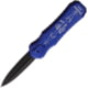 Piranha Knives Auto Excalibur Automatic Folding Knife, 3.25in, 154CM, Double Edge Dagger Blade, Black DLC, Blue Aluminum Handle, P-8BT