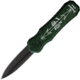 Piranha Knives Auto Excalibur Automatic Folding Knife, 3.25in, 154CM, Double Edge Dagger Blade, Black Oxide, Green Aluminum Handle, P-8GT