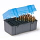 Plano 50 Count Rifle Ammo Case with Hinged Cover, 7mm Magnum, Dark Gray/Transparent Blue, PMC123050